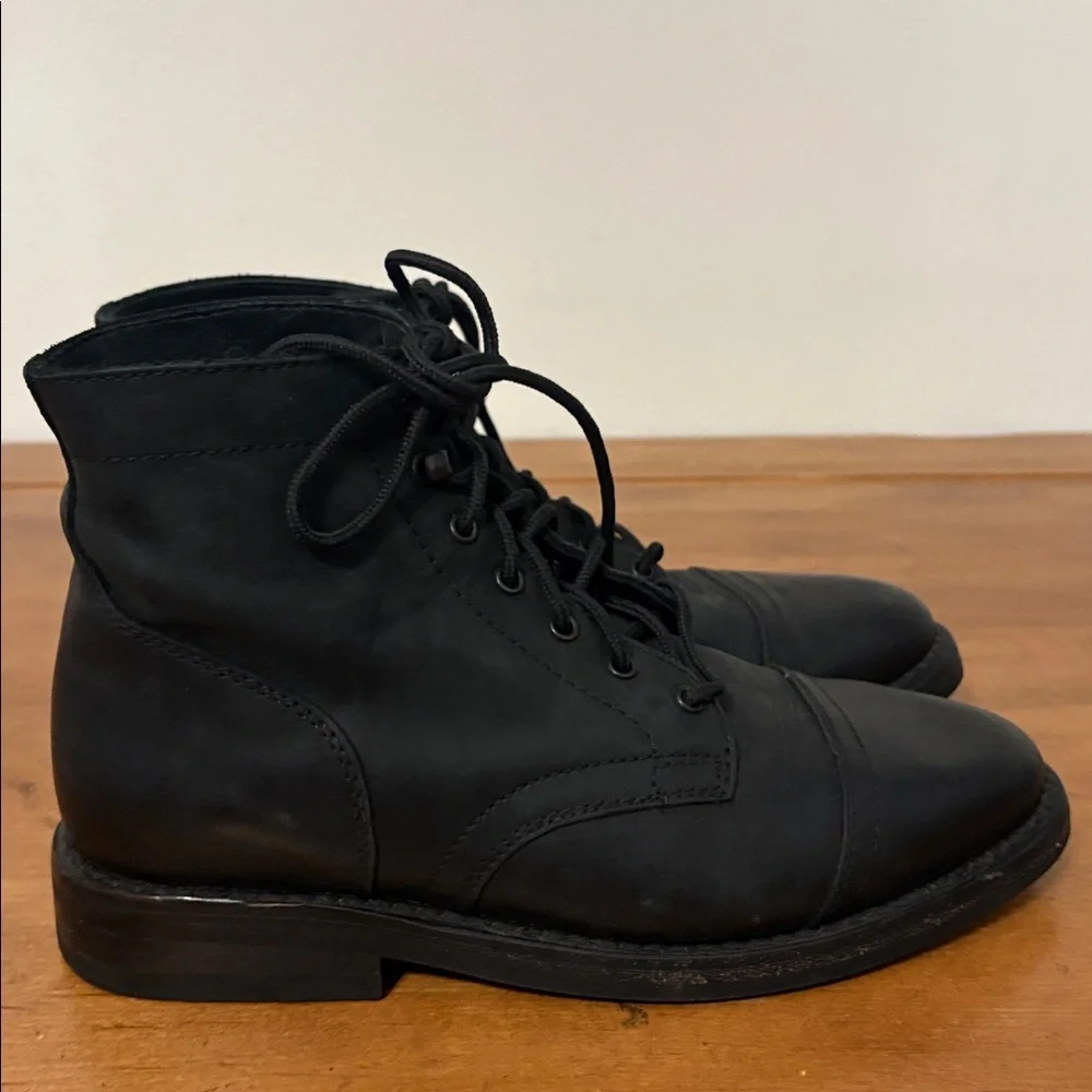 Thursday Captain Black Leather Boots Size 8